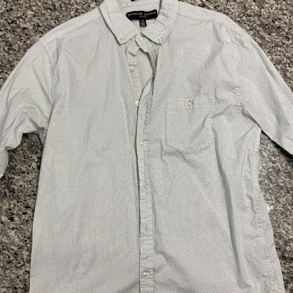 Medium White Random Access Button Up Shirt Slim Fit